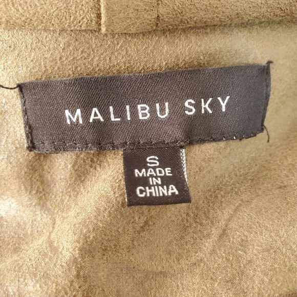 Malibu Sky Microfiber Jacket Top Brown Faux Leather Asymmetrical Zip Women Small - Picture 10 of 12